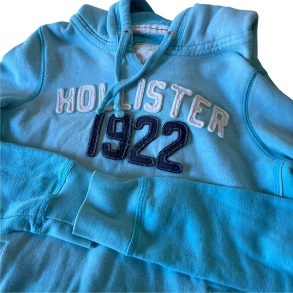 Vintage Y2K Hollister 1922 Blue Graphic Hoodie SZ L - Picture 6 of 7